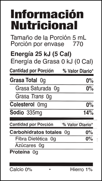 Información nutricional