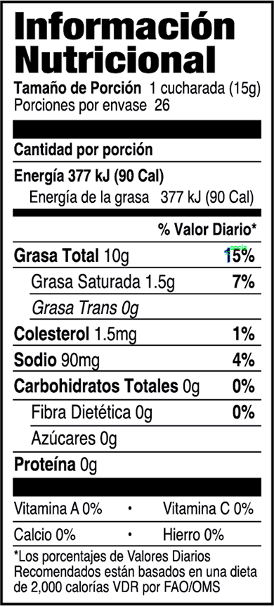 Información nutricional